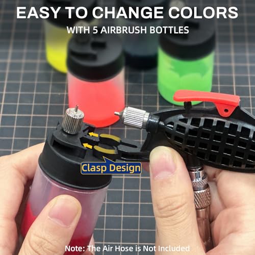 OPHIR Siphon Feed Airbrush Kit, 0.3mm Airbrush Gun with 5 Paint Bottles