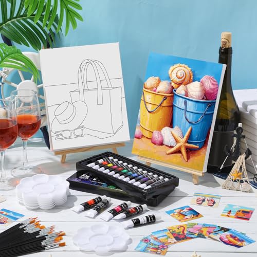 Sherr 12 Pcs Pre Drawn Canvas for Adults,Colorful Hawaii,8 x 10 Inch | Pre Printed Canvas, Sip and Paint Party Canvas Painting Kit, for Holiday Painting Crafts Favor - size: 8 x 10 Inch, style: Colorful Hawaii