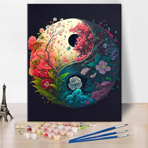 TUMOVO Paint by Numbers for Adults Beginner Yin Yang - color: Yin yang