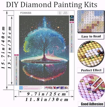 Diamond Art Painting Kits for Adults - Tree of Life Full Drill Diamond Dots Paintings for Beginners, Round 5D Paint with Diamonds Pictures Gem Art Painting Kits DIY Adult Crafts Kits 12x16inch - color: clear