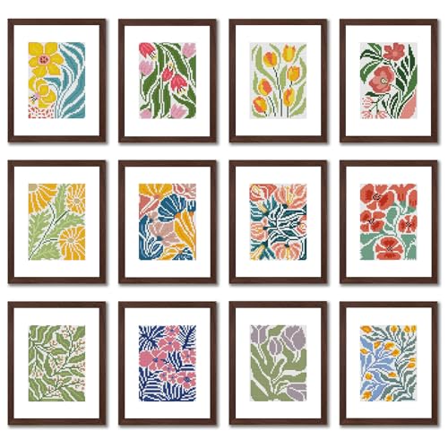 12 Pcs Small Diamond Art Kits Easy Flower Diamond Art Kits for Adults - color: Easy Flowers