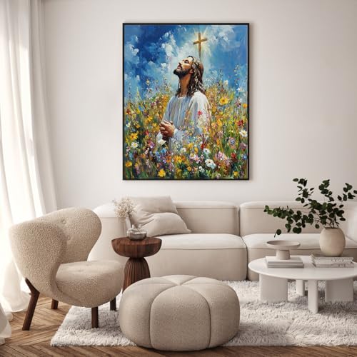 Paint by Numbers Kit for Adults, Jesus Praying Number Painting, 16x20 Inch | DIY Adult Paint by Number Kit on Canvas for Beginners, without Frame, Christian Wall Decor, Stress Relief Craft Gift - color: TRTDNF1P403