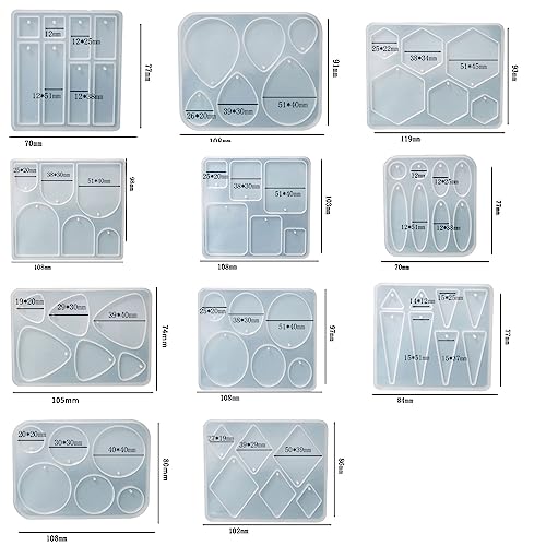 Attuslla 11 PCS Resin Earring Molds Silicone Jewelry Earring Molds Epoxy Resin Molds DIY Craft with Ear Hooks, Jump Rings for DIY Women Earrings, Pendants, Rings, Jewelry Craft Supplies - color: Style 4