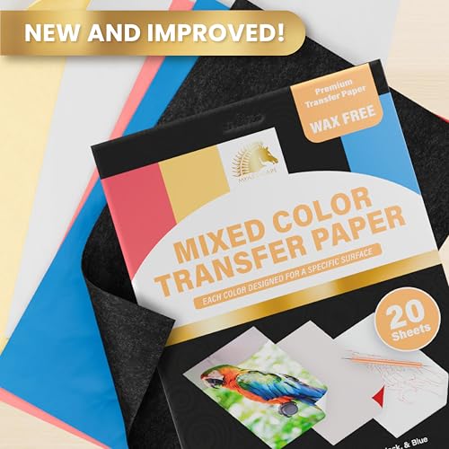 MyArtscape Graphite Transfer Paper - 20 A4 Mixed Sheets | Wax-free, erasable graphite paper with 20 mixed sheets for tracing on wood, fabric, and paper