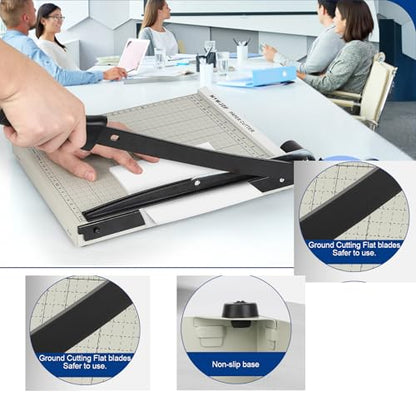 Paper Cutter 12 Inch, Heavy Duty Guillotine Paper Cutter Slider Trimmer, Paper Slicer with Magnetic Guide, Safety Lock, 8 Sheet Capacity for Cardstock, Crafts, Office & Home Use