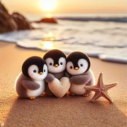 CXYQLC DIY 5D Diamond Painting Kits for Adults Diamond Art Sunset Penguin Diamond Painting Full Drill Crystal Rhinestone Embroidery Craft Kits for Home Wall Decor Gifts 11.8x11.8inch