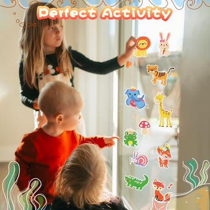 Labeol Diamond Art Kits for Kids Boys and Girls Ages 6-8-10-12 Easy to DIY Creative Diamond Art Sticker Craft by Numbers Kits for Kids and Adult Beginners (Jungle Animals) - style: Jungle Animals