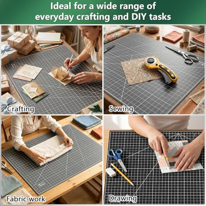 Self Healing Cutting Mat 24''x36'': Double-Sided 5-Ply Craft Cutting Board with Grid - Slip-Resistant Large Cutting Mat for Sewing, Fabric,Quilting, Crafts & Hobbies(Grey/Black) - color: Black/Gray, size: 36"L x 24"W