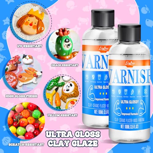 Air Dry Clay Glaze - 200ml Upgrade Formula Clay Varnish, Ultra Gloss Varnish Pottery Glaze, Clay Sealant to Prevent Scratches, Wear, Cracking - Quick Dry, Non-Toxic, Enhance Color Vibrancy - size: Gloss+Gloss
