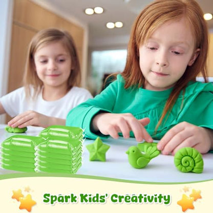 VioraWhite 40 Pcs 21 oz Air Dry Clay Bulk Modeling Clay,Green | Ultra Lightweight Foam Modeling Clay for Kids Adults, DIY Crafts Party Arts, School Project Gifts Supplies - color: Green