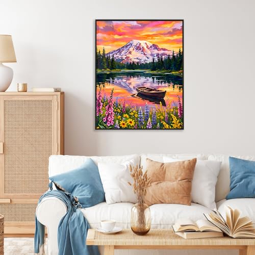 Paint by Numbers Kit for Adults, Mountain Lake Number Painting Canvas Kit - color: LBOPNFP4