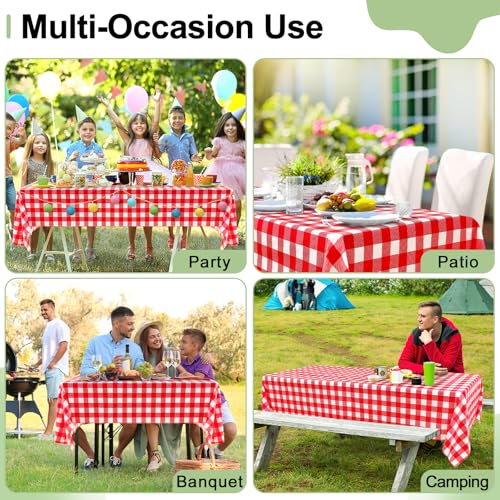 misaya 4 Packs 54 x 78 Inch Buffalo Disposable Table Cloth, Waterproof Plastic Tablecloth, Rectangle Red and White Checkered Table Covers for Picnic, Birthday, Party, Back to School - color: Red and White, size: 54" X 78"