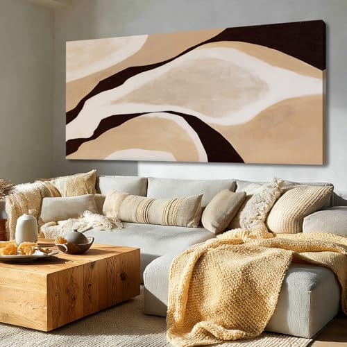 Dolidoteart Beige Brown Black Abstract Canvas Wall Art, Large Wall Decor for Living Room Bedroom Dining Room Office, Modern Neutral Art Print, 29x58 Inch - color: Beige, size: 58"L x 29"W