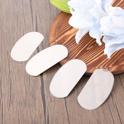Gosknor 4pcs Pottery Tools Scraper, Stainless Steel Oval Modeling Cutter Scraper Clay Sculpting Tools for Ceramics Texturing Artists Modeling Potter (Serrated, Smooth) - style: Serrated and Smooth