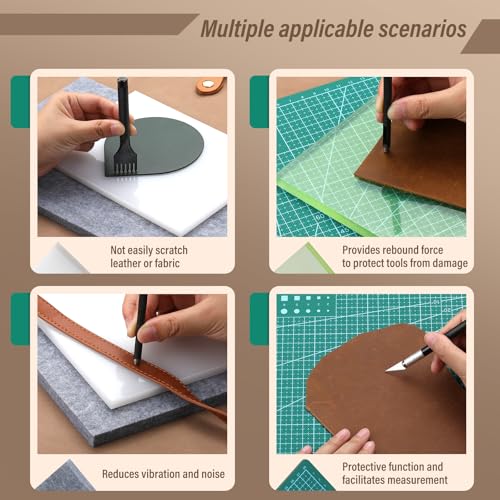 4 Pcs Leather Punch Pad, Leather Cutting Mat Circle Cutter Supplies