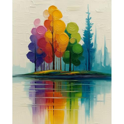 Natuyalo Paint by Numbers Kit for Adults Beginner, Colorful Trees Adult Paint by Number Kits on Canvas, Painting by Numbers Easy Acrylic Painting for Home Wall Decor 16x20 inch - color: Color-10