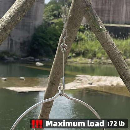 Stainless Steel Camping Tripod Board,Turn Branches into Campfire Tripod | Campfire Support Plate with Adjustable Chain for Hanging Cookware,Rustproof,Portable Camping Gear - color: Plus
