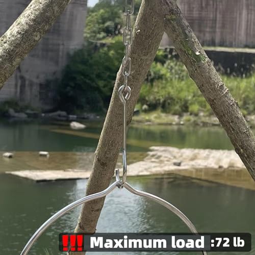 Stainless Steel Camping Tripod Board,Turn Branches into Campfire Tripod | Campfire Support Plate with Adjustable Chain for Hanging Cookware,Rustproof,Portable Camping Gear - color: Standard