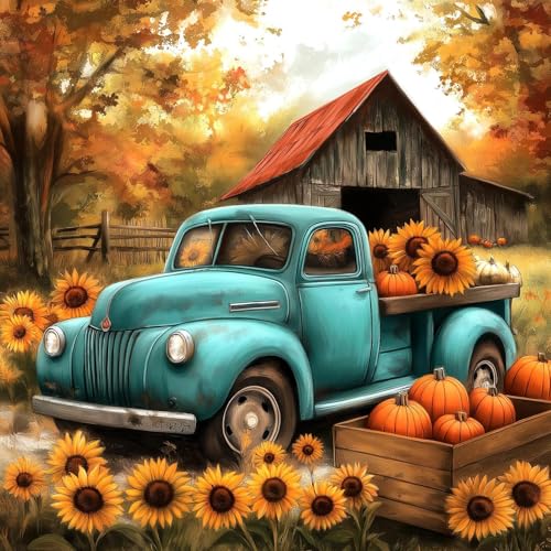 AIBOERL Paint by Numbers Kit for Adults Beginner,Fall Truck, 12X16In | DIY Paint by Number for Adults, Beginner Friendly, High-Definition Color Canvas, Stress Relief, Home Decor, Gifts, Unframed - color: YH04023