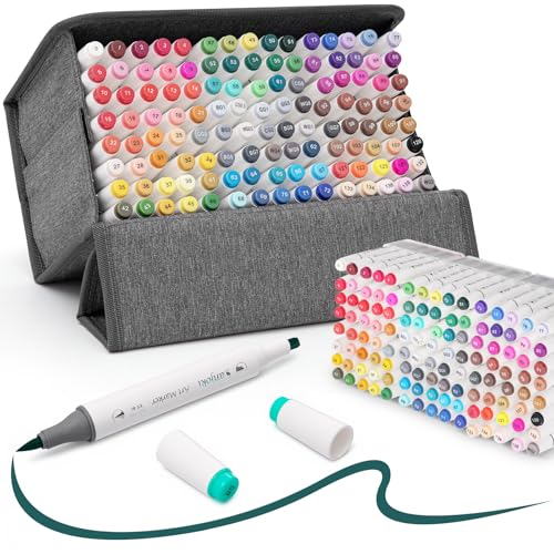 Alcohol Markers Set, 120 Colors Dual Brush Tip Art Markers for Drawing, Professional Alcohol Based Markers for Artists Beginners Adults, Blendable Markers for Coloring Illustration Sketching - color: 120