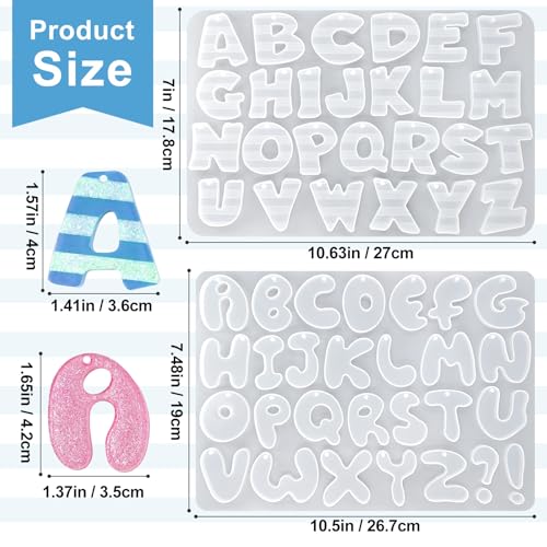 Alphabet Molds with Hole, Set of 2 Resin Alphabet Keychain Molds - color: 2 Pcs Alphabet Resin Molds