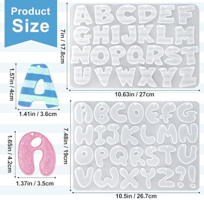 Alphabet Molds with Hole, Set of 2 Resin Alphabet Keychain Molds - color: 2 Pcs Alphabet Resin Molds