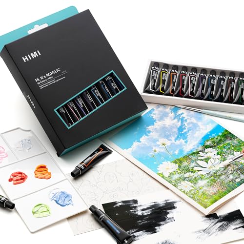 HIMI Acrylic Paint Set, 36 Colors, 12ml / 0.4 Fl Oz Tubes, Acrylic Paint for Canvas and Paper, Water Color Paints for Adult, Professionals, Students, Beginners & Artists. - color: 36 Colors