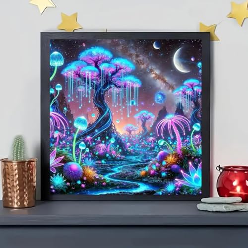 SHICERNHJ 5D Diamond Painting Kits for Adults,Dreamy Luminescent Tree Diamond Art Kits,DIY Full Drill Diamond Painting Kits Arts and Crafts for Adults Home Wall Deco 14x14 Inch - color: SH131