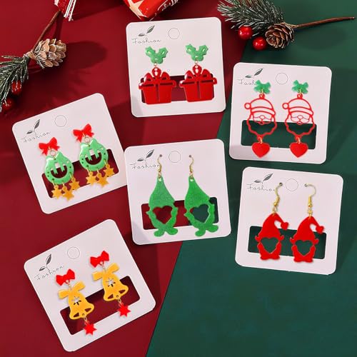 6 Pack Christmas Resin Earring Molds with Holes, Various Shapes Elk Santa Claus Snowman Gingerbread Man Angel Silicone Mold for Earring Pendant Christmas Theme Jewelry Gift - color: 6 Pcs Christmas Theme Earring Molds
