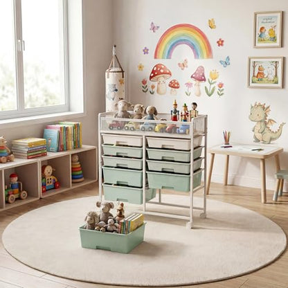 Rolling Craft Cart with 10 Drawers, Art Craft Organizers and Storage with Lockable Wheels, Utility Cart for Organizing Arts and Crafts,Yarn,Toy, School Supplies,Nail Product - size: 10-Drawers(1 Pack)