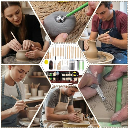 42pcs Pottery Tools Kit for Sculpting,Clay Tools Sculpting Kit,Ceramic Tools for Modeling, Trimming, Molding Clay Carving,Shaping, for Beginners, Hobbyists, Artists