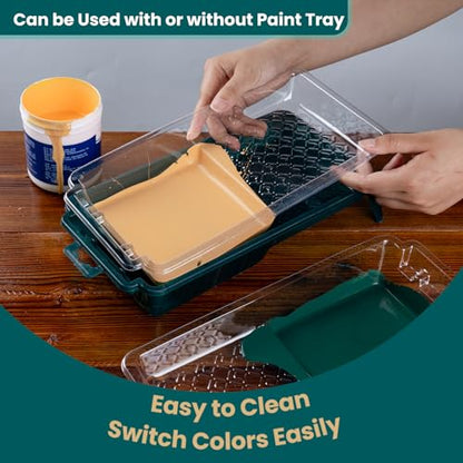 Paint Roller Kit, 17 Pack, 4 Inch Paint Roller, Paint Brush | Small Paint Roller with Tray Liners, Microfiber Roller Covers, Mini Paint Kit for Painting Walls, Doors, Cabinets and Trims - color: 4" paint roller kits, paint brush
