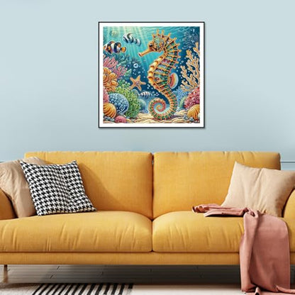 Stalente Diamond Painting Kits for Adults Seahorse, 5D Special Shape Diamond Art Kits for Beginners, Crystal Rhinestones Diamond Painting for Home Wall Decoration Gift 12×12inch Animal