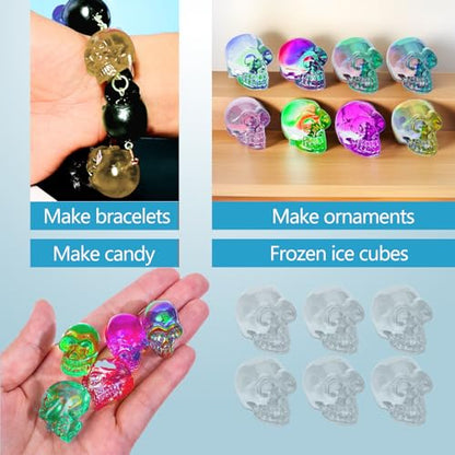 8Pcs Skull Resin Molds Silicone Epoxy Crafts Resin Keychain Molds