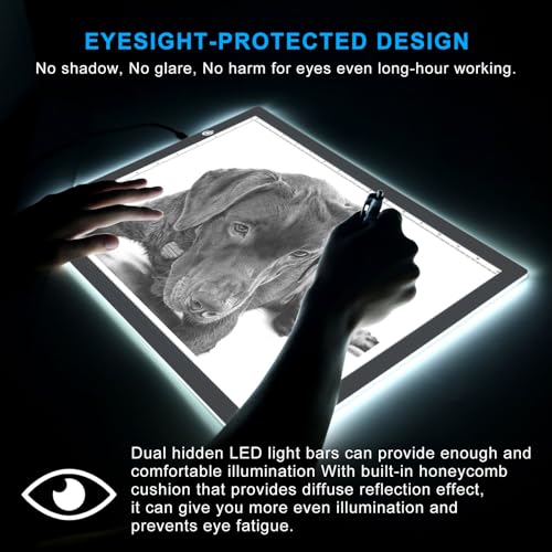 A3 Copy Light Board Tracing Box, Ultra-Thin Adjustable Drawing Tablet USB Power Artcraft LED Tracer Light Pad for Diamond Art Painting Accessories, Sketching, Animation, Quilting, Stenciling (Silver) - color: SILVER, size: 11.7" x 16.5"