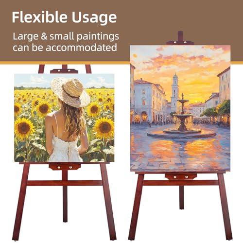 Adjustable Wooden Easel Stand for Painting&Display, Brown | Folding Art Easel for Display, Drawing, Wedding Sign and Poster, Suitable for Kids and Adults, Holds Up to 42" - style: Brown -1 Pack