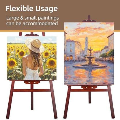 Adjustable Wooden Easel Stand for Painting&Display, Brown | Folding Art Easel for Display, Drawing, Wedding Sign and Poster, Suitable for Kids and Adults, Holds Up to 42" - style: Brown -1 Pack