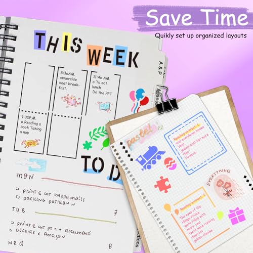 36 PCS Journal Diary Stencils, Planner Stencils for Junk Journal Notebook Diary Scrapbooking DIY Supplie Drawing Template Journal Stencil 4x7 Inch - color: Journal Diary
