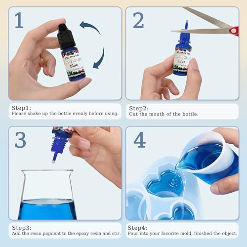 Alcohol Ink Set - 16 Colors Vibrant Colors High Concentrated Alcohol-Based Ink, Concentrated Epoxy Resin Paint Colour Dye Great for Resin Petri Dish, Coaster, Painting -10ml Each
