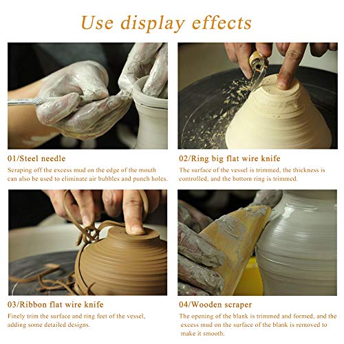 8 Pieces Pottery Tools, Clay Tools, Cay Sculpting Tool | Pottery Tool Kit for Pottery and Smoothing, Cleaning, Carving, Shaping and Sculpting - color: Wood Color