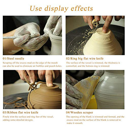 8 Pieces Pottery Tools, Clay Tools, Cay Sculpting Tool | Pottery Tool Kit for Pottery and Smoothing, Cleaning, Carving, Shaping and Sculpting - color: Wood Color