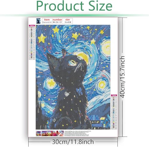 RYMILIE Cat Diamond Art Kits for Adults Diamond Painting Kit 12x16in - color: RM-ZSH-129