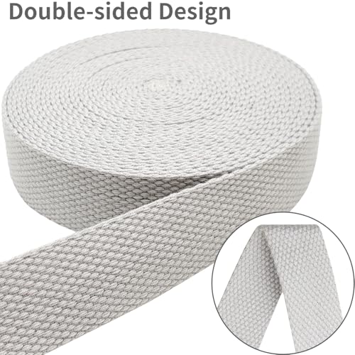 Heavy‑Duty Cotton Webbing Strap 1''x6yds Gray for Bags | 2mm thick webbing for dog collars, backpack, bag handles, apron straps, slings, sewing repairs & DIY craft projects. - color: Gray