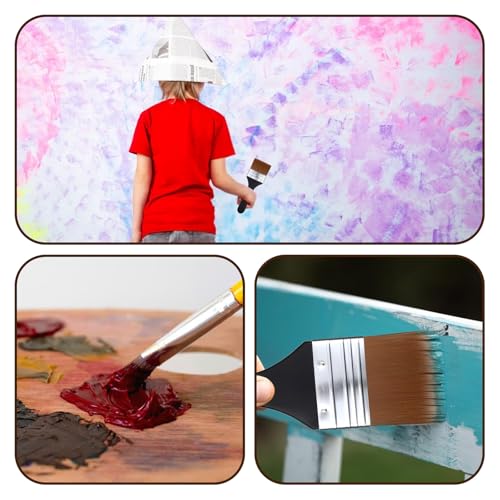 3Pcs Wide Flat Acrylic Paint Brushes for Acrylic Painting Large Nylon Artist Paintbrushes Art Varnish Brush for Oil Watercolor Varnish Canvas Painting
