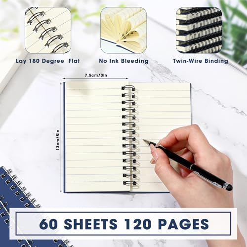 Jutom 18 Pcs Small Spiral Notebook Memo Pad 3x5, Dark Blue - color: Dark Blue