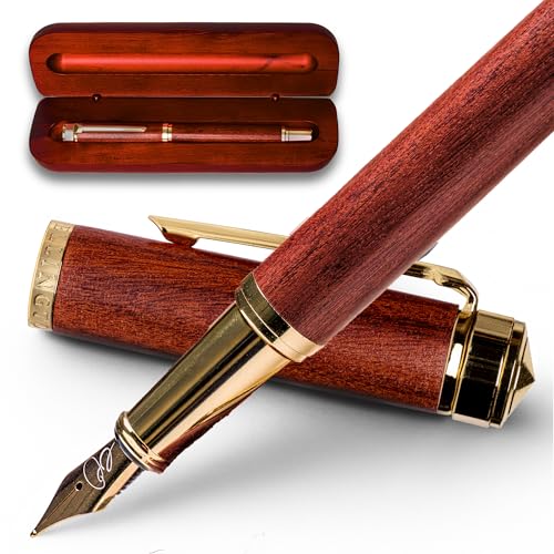 Ellington Pens Luxury Wood Fountain Pen Set –Medium Nib - Includes 6 Ink Cartridges, Wooden Pen Gift Box, Ink Converter - Wood Pen For Writing, Calligraphy, Journaling, Drawing (Rosewood Radiance) - color: Rosewood Radiance, style: Medium