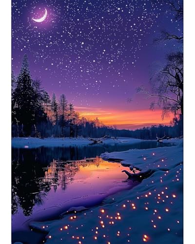 Starry Night Diamond Art Kits for Adults, Crafts 5D Diamond Painting Dot Kit for Adult Beginners, Nature Landscape DIY Round Dots Full Drill Diamonds Paintings Arts for Home Wall Decor Gifts 12X16 In - color: C20