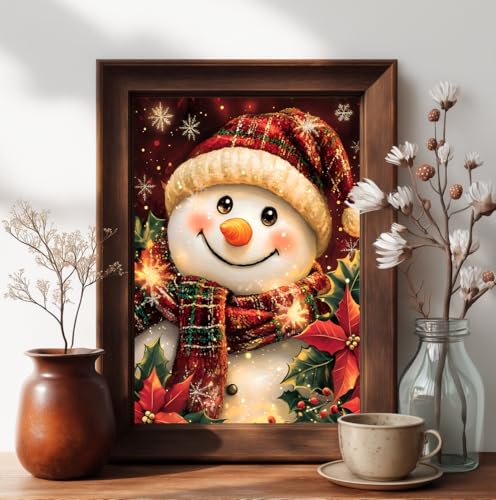 CRZMODE Christmas Diamond Art Kits for Adults,Snowman Diamond Painting Kits for Adults Beginners,5D DIY Round Full Drill Gem Art Paint by Diamonds Dots Crafts Kits for Home Decor Gift 12x16inch - color: Snowman(12X16")