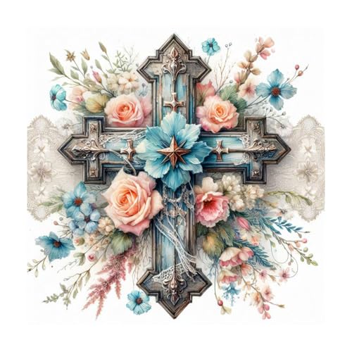 Aicomeon Diamond Art Kits for Adults Cross Diamond Painting Kits | 12x12 Inch Easy DIY for Beginners, Full Drill Round Dot Gem Art Mosaic Stress Relief Craft, Home Wall Decor Gifts - color: Cross-2