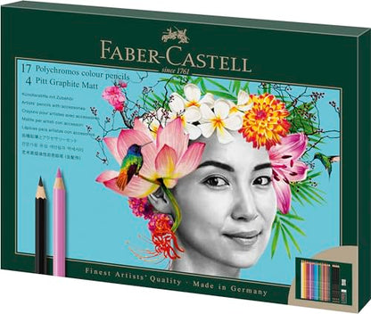 Faber-Castell Polychromos & Pitt Graphite Matte Gift Set, 23 Pieces - style: 23 Count